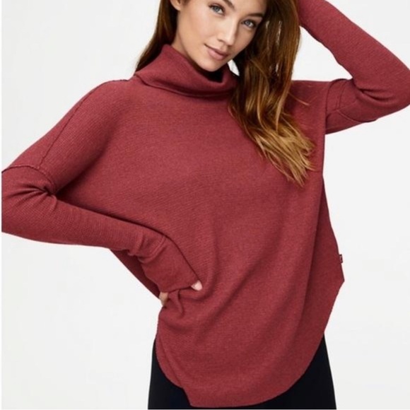 Aritzia Tops - Aritzia TNA Thermal Cowlneck Waffle Longsleeve Shirt in Rosewood